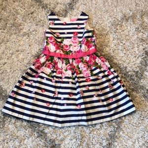 Girls navy striped dress. Size 8
